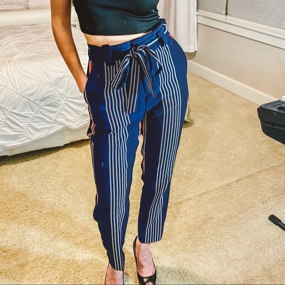 Express Pants - NEW Express Navy Blue Paperbag Slacks